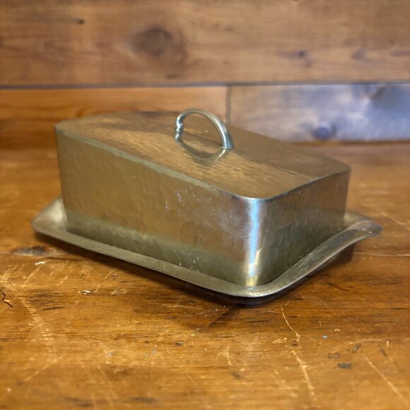 Hand Hammered Pewter Cheese Server - Picture 1 of 3